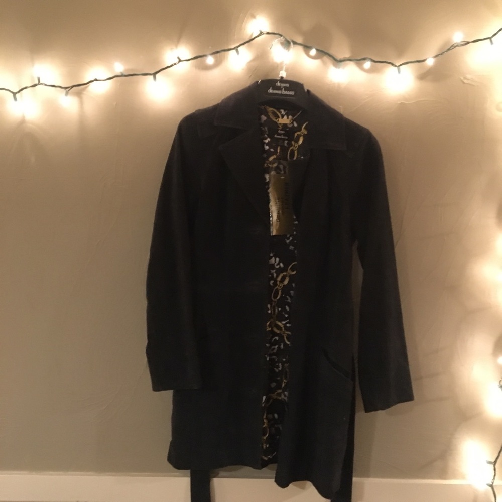 Dennis Basso 100% genuine leather suede coat
